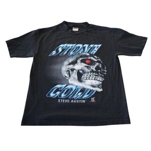 Vintage Stone Cold Steve Austin Shirt Mens Medium Black WWF WWE Skull Tee 90s